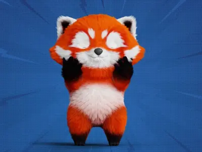 Cute cartoon panda Low-poly 3D model