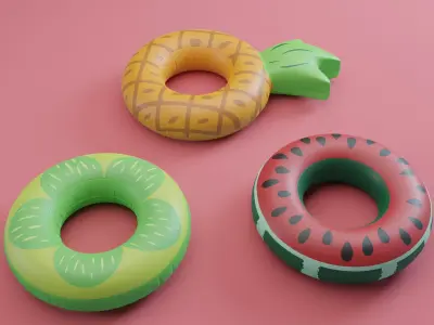 Inflatable Fruits Float 3 in 1 3D Model 3D model