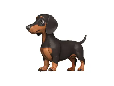Dachshund Low-poly 3D model