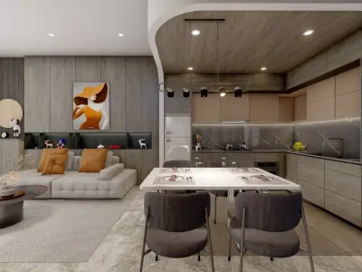 LIVING ROOM - KITCHEN 3D model