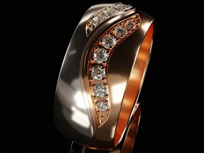 Bicolor Jewelry Ring with Gems 3D print model STL 3dm 3D print model