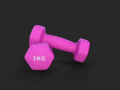 Dumbbell Hexagonal 2KG Low-poly 3D model