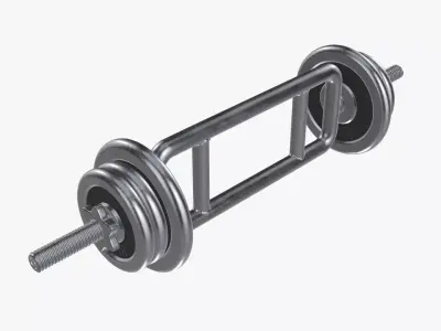 Triceps weight bar and weights 3D model