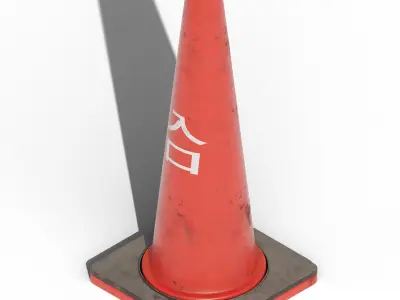 Japanese Realistic Traffic Cone Free low-poly 3D model
