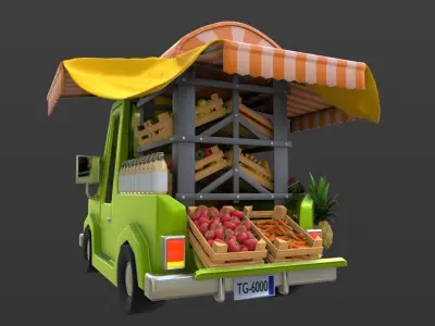 Cartoon Pickup Truck 3D model