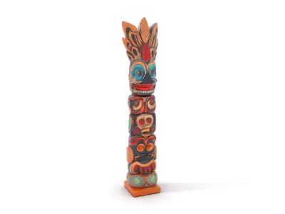 Totem Pole D Model Pack for Cultural and Artistic Renderings Low-poly 3D model