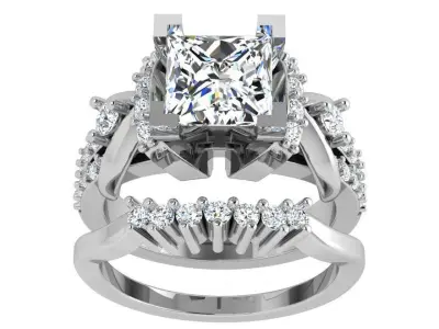 Princess Cut Diamond Luxury Ring 4330 3D print model