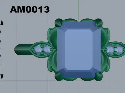 Emerald cut engagement Ring  3D print model