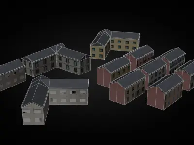 Lite House Pack  Low Poly Game-Ready Buildings Low-poly 3D model