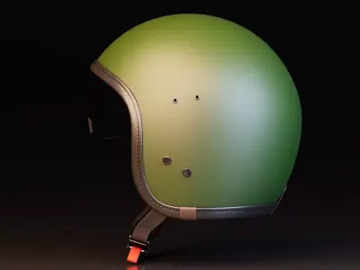 Vintage Open Face Motorcycle Helmet 3D model
