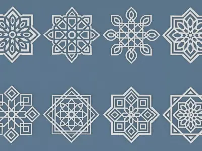 Collection of Arabic ornaments Low-poly 3D model