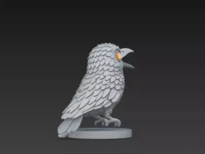 Gray Crow 3D Model Realistic Halloween Horror Bird 3D print model