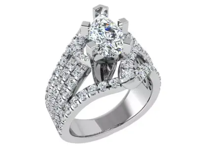 Pear Cut Diamond Ring 3547 3D print model