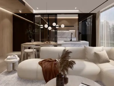  Living Room kitchen  Lumion 11 Scene Plus Sketch up File  3D model