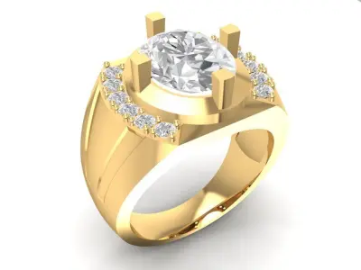 Luxury Men Gemstone Ring 3D Model  1079 3D print model