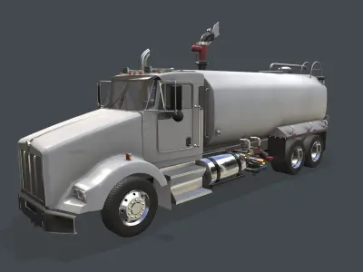 Kenworth T800 Water Tanker Truck Low-poly 3D model