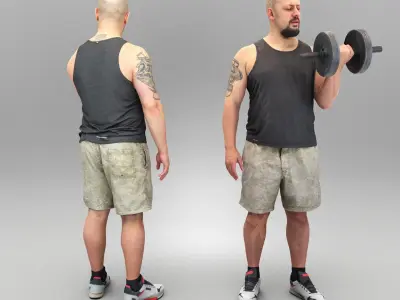 Man with dumbbell 368 Low-poly 3D model