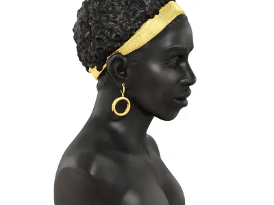 Black bust of an African woman 3D model