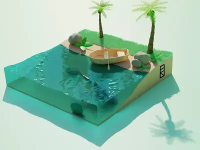 Tropical scene in Blender Free 3D model