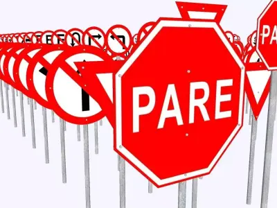 Traffic Regulation Signs - Complete 3D Library - 489 Models 3D model