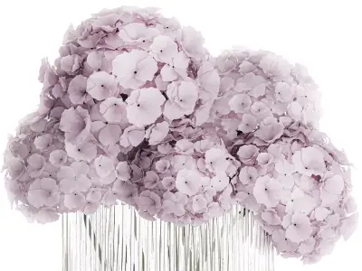 Modern Realistic Bouquet glass Vase Lilac Hydrangea 620 3D model