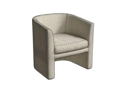 Beige Accent Chair Low-poly 3D model