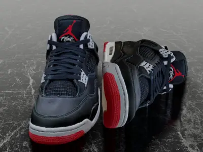 AIR JORDAN 4 BRED REIMAGINED 3D SHOES Low-poly 3D model