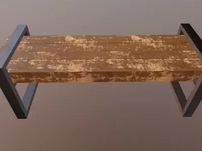 Bench with metal legs  Free low-poly 3D model