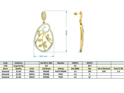 Women Earrings 3dm STL OBJ FBX Render Details 3D print model 6