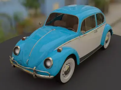 blue classic beetle 3D model