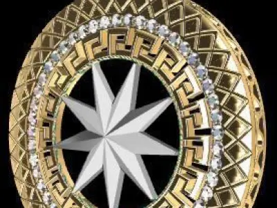Round Star Pendant 3D model Texture 3D print model 3D print model