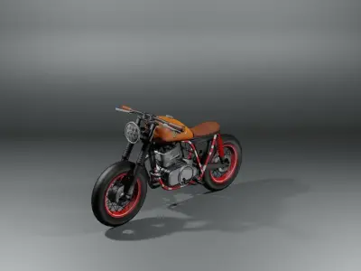 Bike Model Low Poly orange motorcycle 3D model
