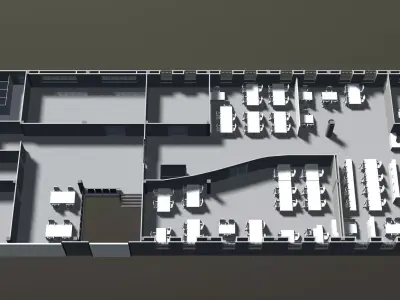 Office plan in building cut 3D model