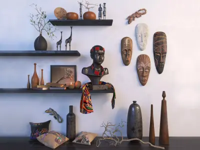 Africa bust of african woman wearing headband 3D model