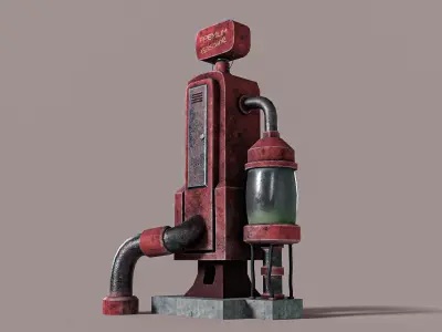 Old Gas Station Steampunk Low-poly 3D model