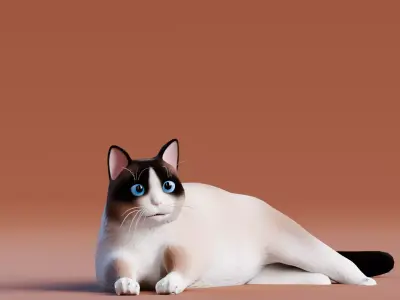 Low poly - Stylized cats - Snowshoe Cat Low-poly 3D model