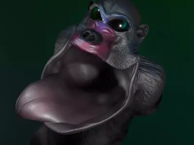 Monkey- Fantasy  with Tongue - STL 3D Print Model Thread Eater 3D print model