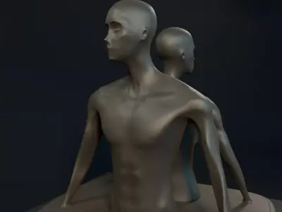 Abstract Man and Woman Statue 3D model