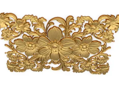   mural classic flowers decor ornament 01 3D model