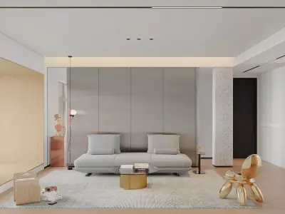 Modern living room dining room interior scenes 250 3D model