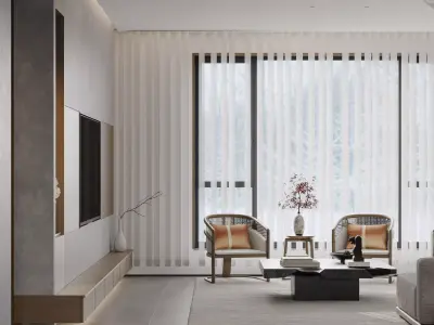 Modern living room dining room interior scenes 420 3D model