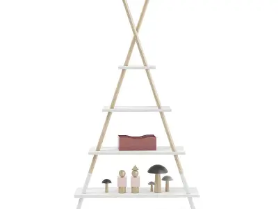 Teepee Shape Shelf with Decorations 3D model