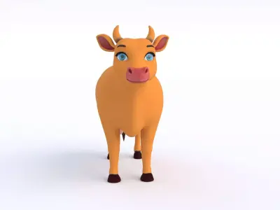 Cartoon Cow Low-poly 3D model