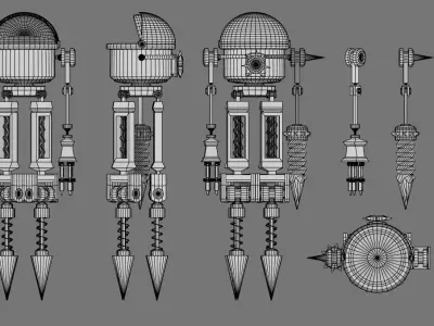 Robot golden with eyes Free 3D model