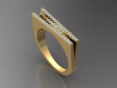 alphabet jewelry ring diamond letter W 3D print model