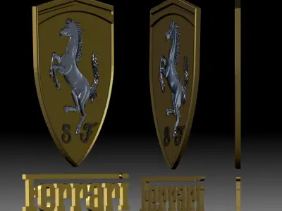 Ferrari auto car logo for 3D printer or CNC router 3D print model