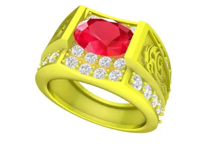 Luxury Gemstone and Diamond Men Ring 3D Model 4925 3D print model
