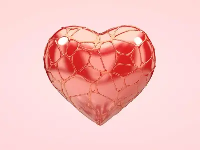 Heart covered in Web Low-poly 3D model