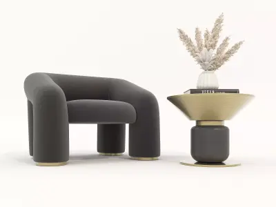 Modern Coffee Table and Armchair Set 79 3D model