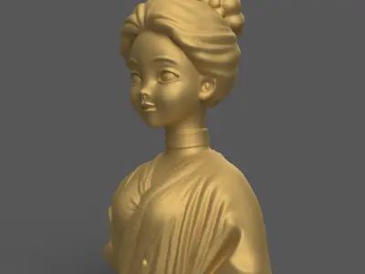 Elegant Lady Bust Statue 3D Model STL for Decoration 3D print model
